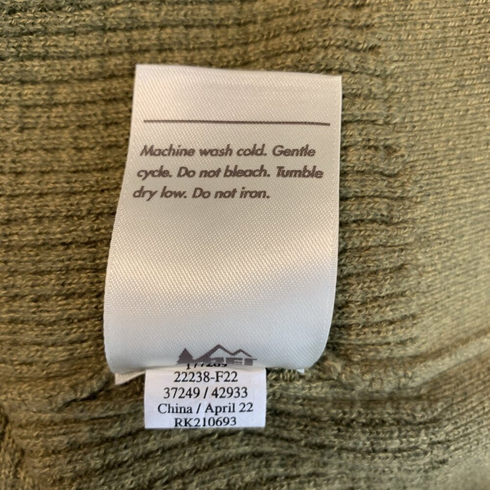 REI Womens M Sweater Pullover Waffle Knit Olive Green Wallace Lake Cotton - Picture 8 of 12